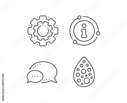 No artificial colors line icon. Chat bubble, info sign elements. Organic product sign. Natural flavors symbol. Linear artificial colors outline icon. Information bubble. Vector