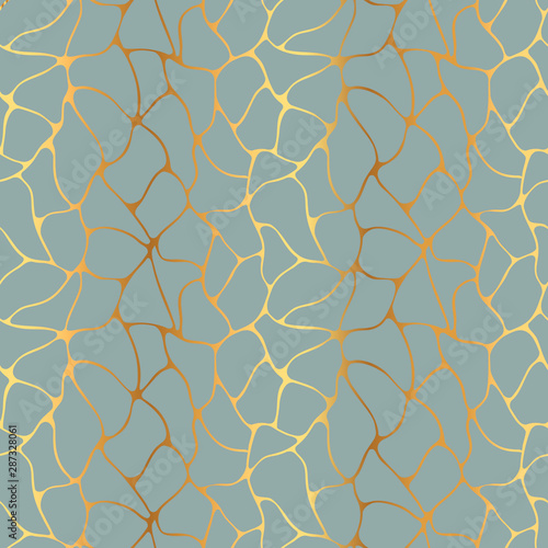 Abstract pattern with lines similar to gauze. Background with curved lines. Ornament in gray and gold colors.