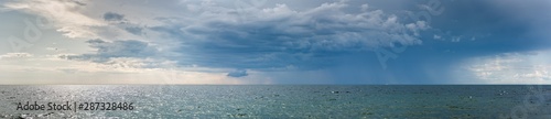Panorama of Rain Shower over the Baltic Sea