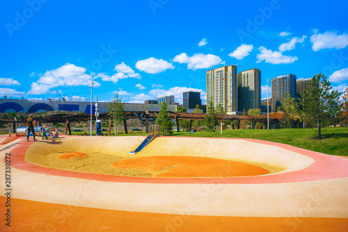 Playground in the new Tyffel Grove park on the Zilart territory in Moscow photo