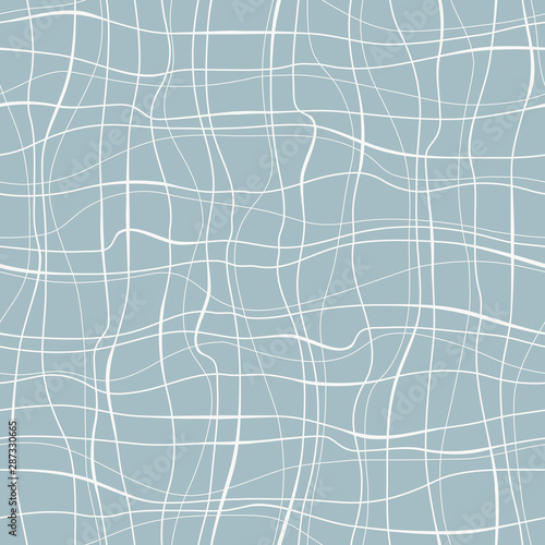 Abstract pattern with lines similar to gauze. Background with curved lines. Ornament in blue and white colors.