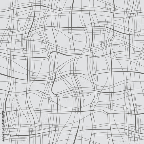 Abstract pattern with lines similar to gauze. Background with curved lines. Ornament in white and gray colors.
