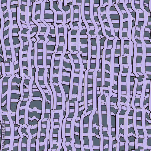 Abstract pattern with lines similar to gauze. Background with curved lines. Ornament in lilac and gray colors.