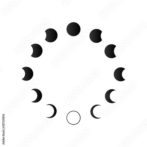 Phases of solar and lunar eclipse . Vector icon