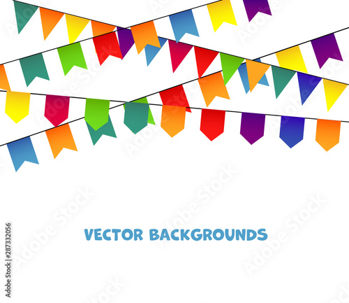 Party Background with bunting and garlands. Vector Illustration.