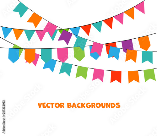 Party Background with bunting and garlands. Vector Illustration.