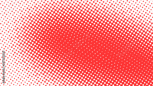 Red and white retro pop art background with halftone dots design