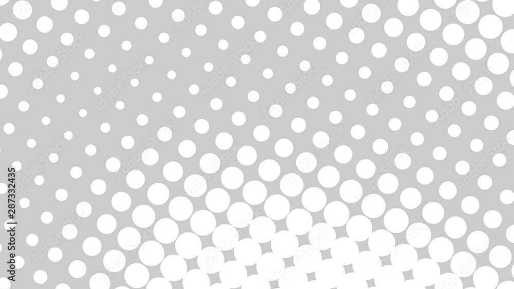Grey and white retro pop art background with halftone dots