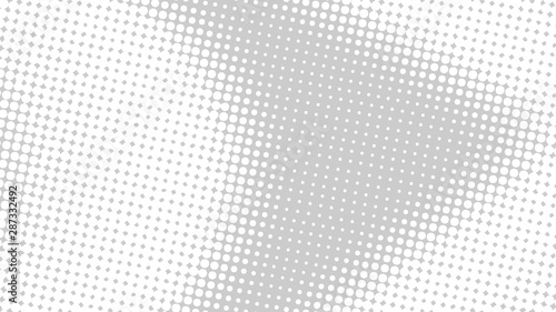 Grey and white pop art background in vitange comic style with halftone dots, vector illustration template for your design