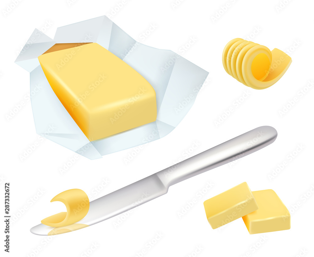 Butter. Margarine breakfast milk butter for cooking food vector