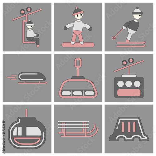 Set of Icons in flat design winter sport