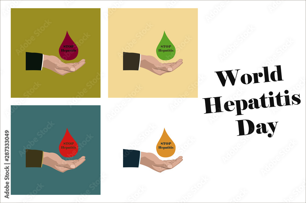 assembly of flat icons on theme world hepatitis day . drop of blood in hand assembly of flat icons on theme world hepatitis day . drop of blood in hand