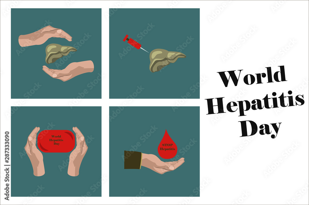 assembly of flat icons on theme world hepatitis day .