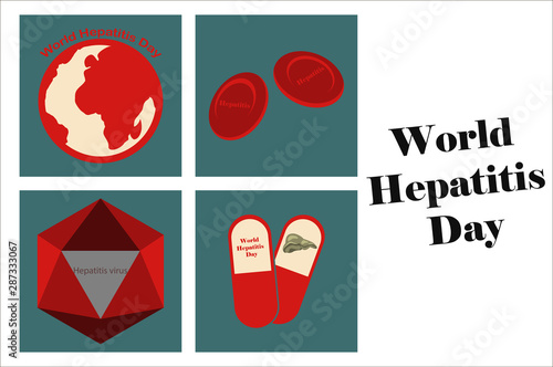 assembly of flat icons on theme world hepatitis day .