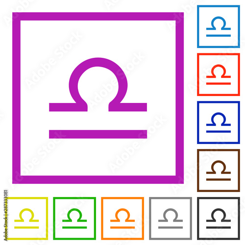 libra zodiac symbol flat framed icons