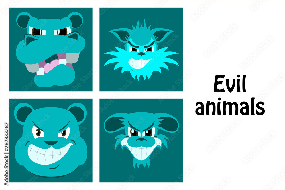 assembly of flat icons on theme evil animals assembly of flat icons on theme evil animals