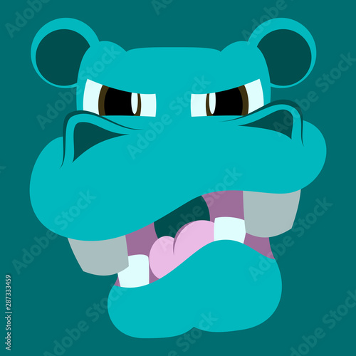 flat icon on theme evil animal hippo
