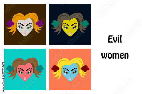 assembly of flat icons on theme evil women