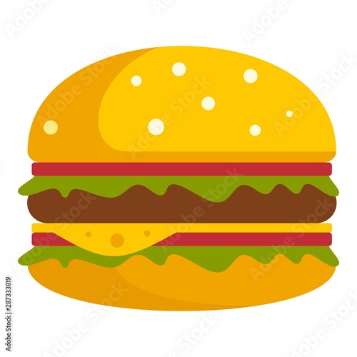Cheeseburger icon. Flat illustration of cheeseburger vector icon for web design
