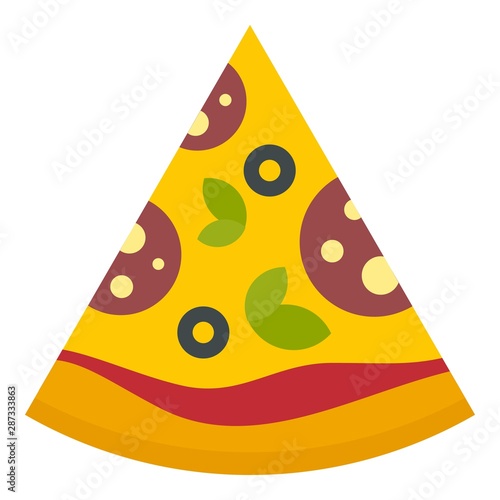 Pizza slice icon. Flat illustration of pizza slice vector icon for web design