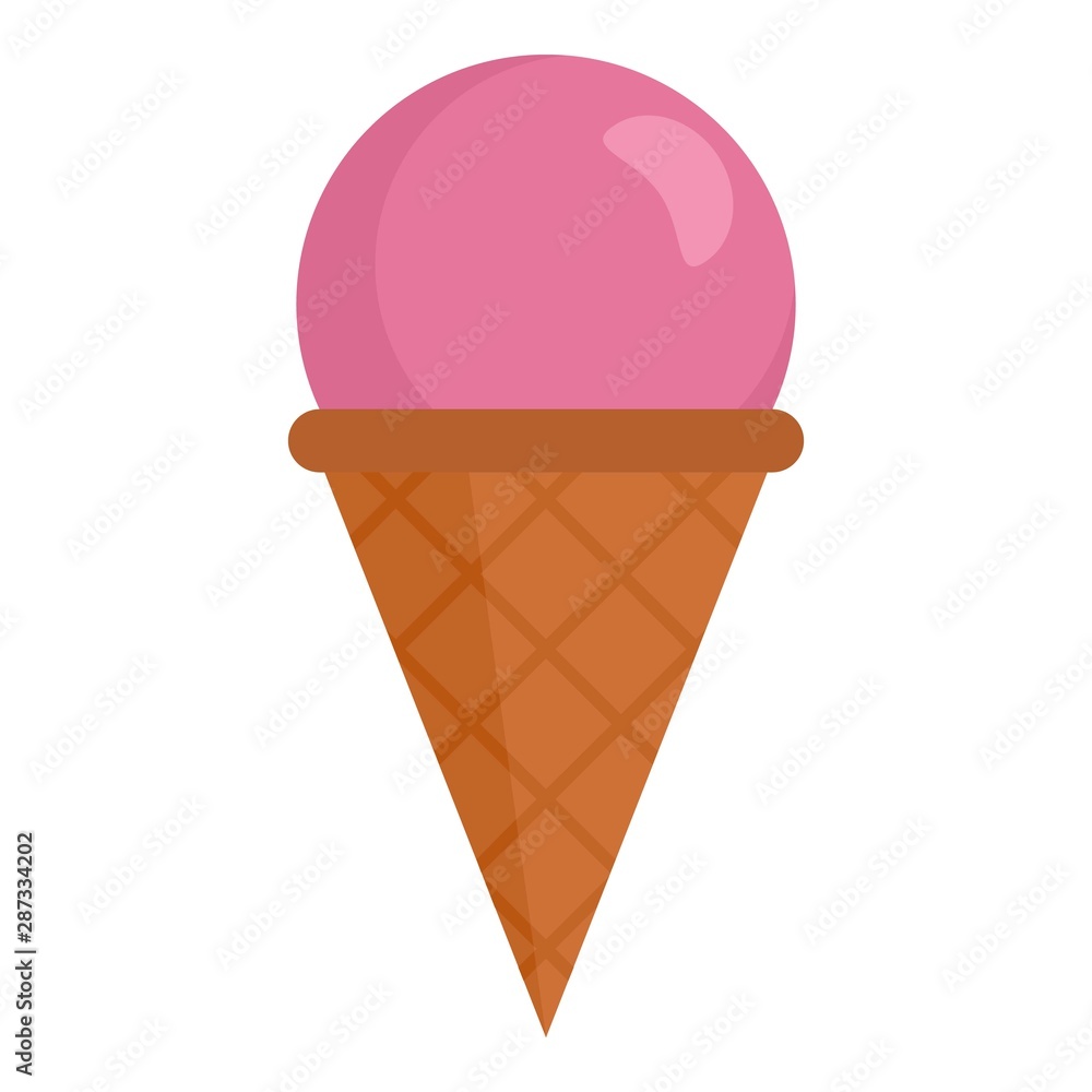 Pink ice cream icon. Flat illustration of pink ice cream vector icon for web design Pink ice cream icon. Flat illustration of pink ice cream vector icon for web design