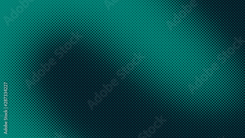 Turquoise and black pop art background with dots design, abstract vector illustration in retro comics style