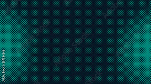 Turquoise and black pop art background with dots design, abstract vector illustration in retro comics style