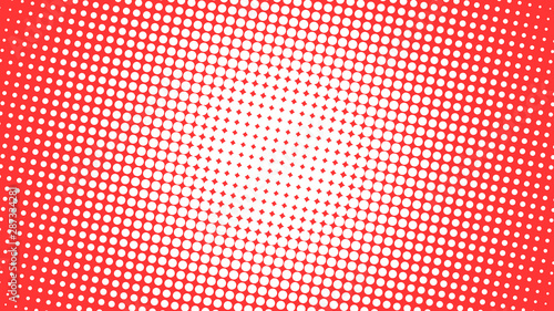 Light red retro pop art background with halftone dots design