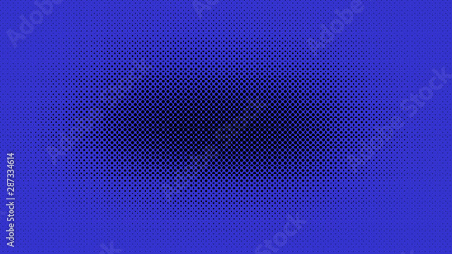 Dark blue pop art background in vitange comic style with halftone dots, vector illustration template for your design