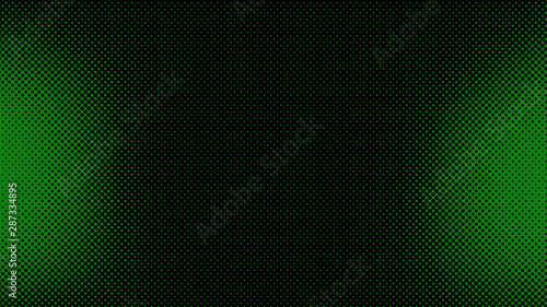 Green and black pop art background with dots design, abstract vector illustration in retro comics style