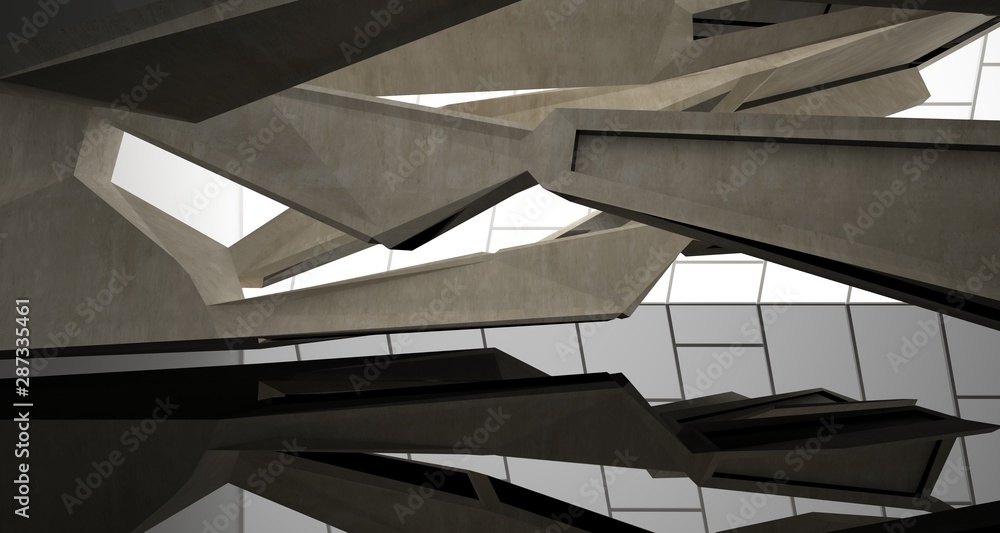 Fototapeta premium Abstract black and concrete interior. 3D illustration and rendering.