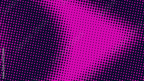 Magenta modern pop art background with halftone dots design, vector illustration