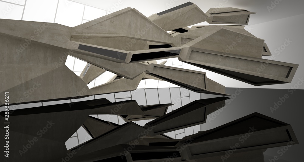 Fototapeta premium Abstract black and concrete interior. 3D illustration and rendering.