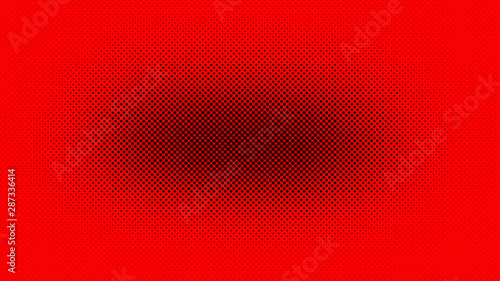 Dark red pop art background in retro comic style with halftone dots, vector illustration of backdrop with isolated dots