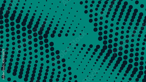 Turquoise and black retro pop art background with halftone dots