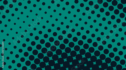 Turquoise and black dotted background in pop art retro style, vector illustration