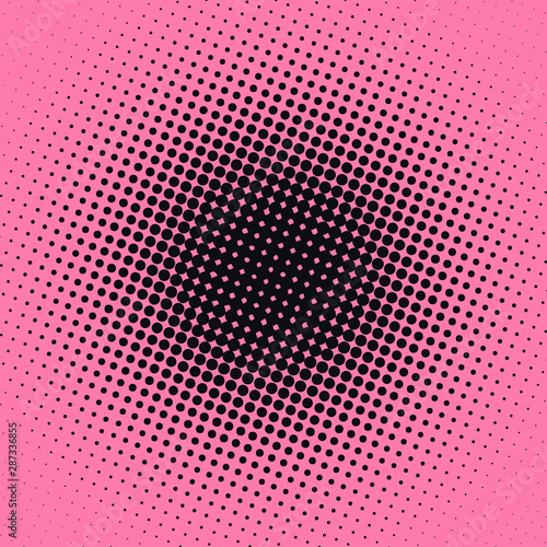 Pink and black pop art background in vitange comic style with halftone dots, vector illustration template for your design