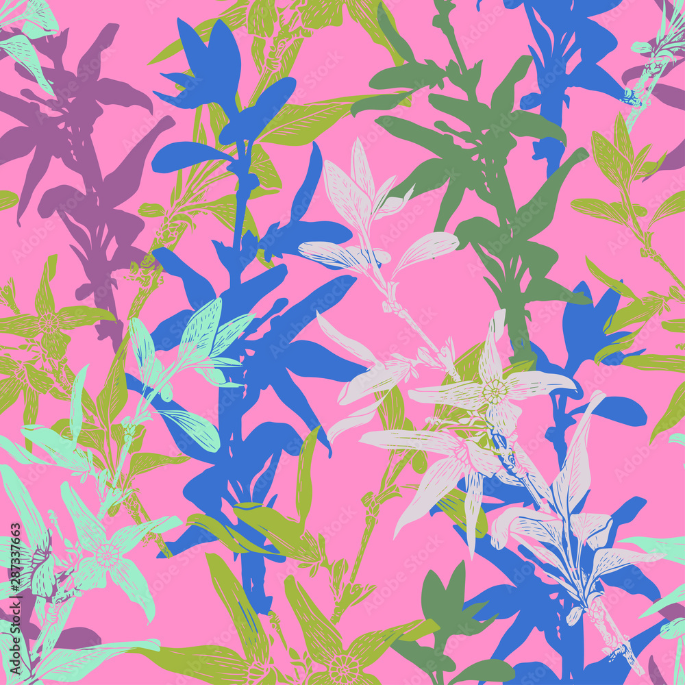 Modern seamless vector botanical with flower. Can be used for printing on paper, stickers, badges, bijouterie, cards, textiles. Modern seamless vector botanical with flower. Can be used for printing on paper, stickers, badges, bijouterie, cards, textiles.