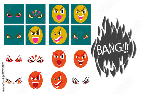 assembly of flat icons on theme evil emotions photo