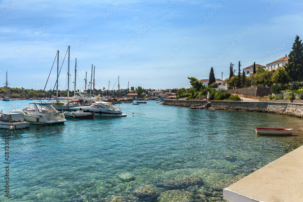 famous embankment of Spetses island, Greece