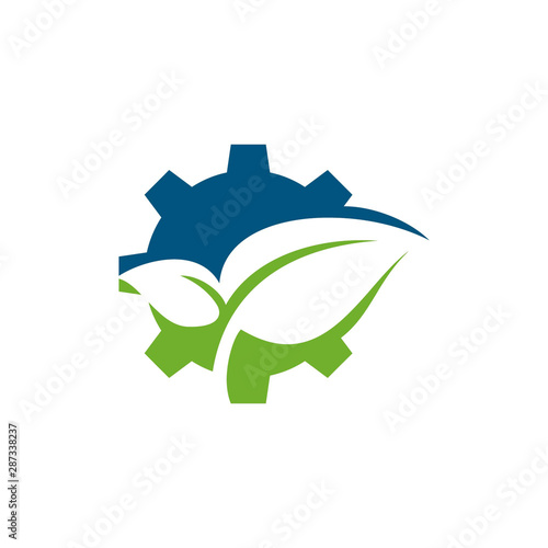 leaf and industrial logo template