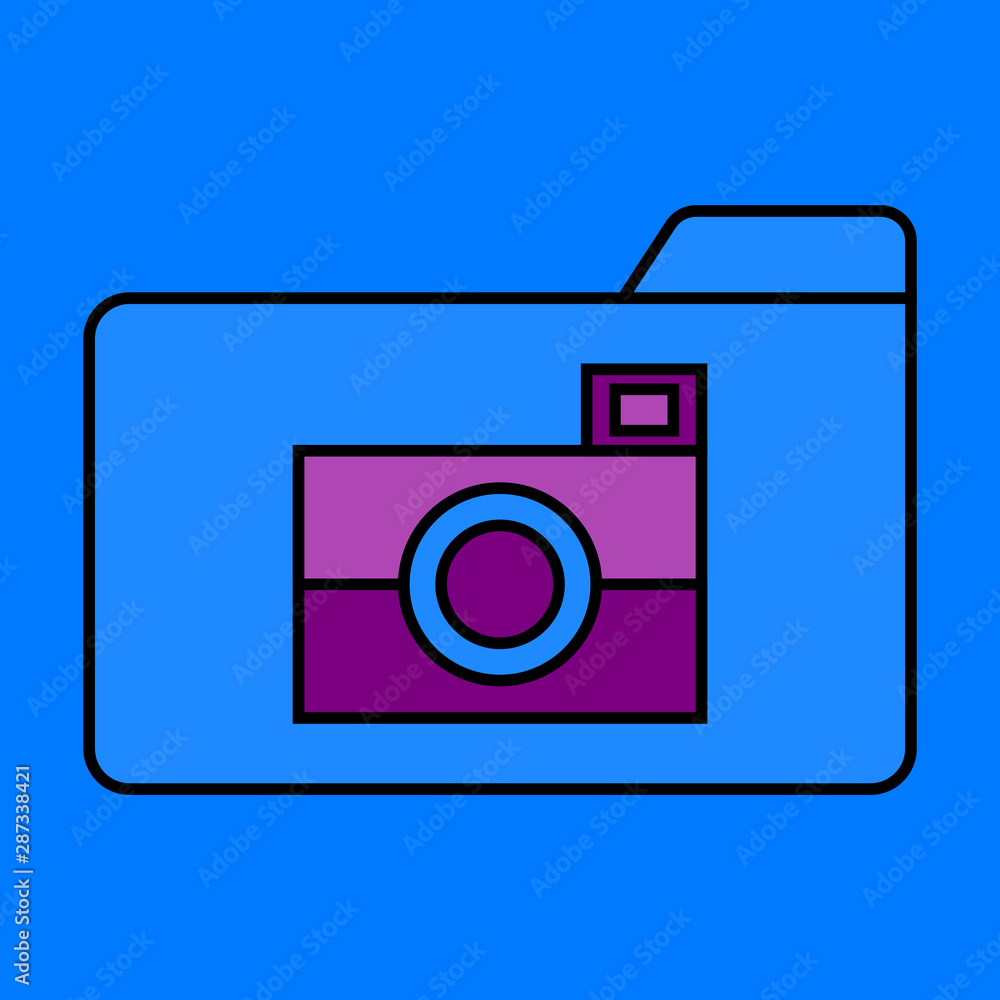 Flat Pictures Folder Icon. Vector Flat Pictures Folder Icon. Vector
