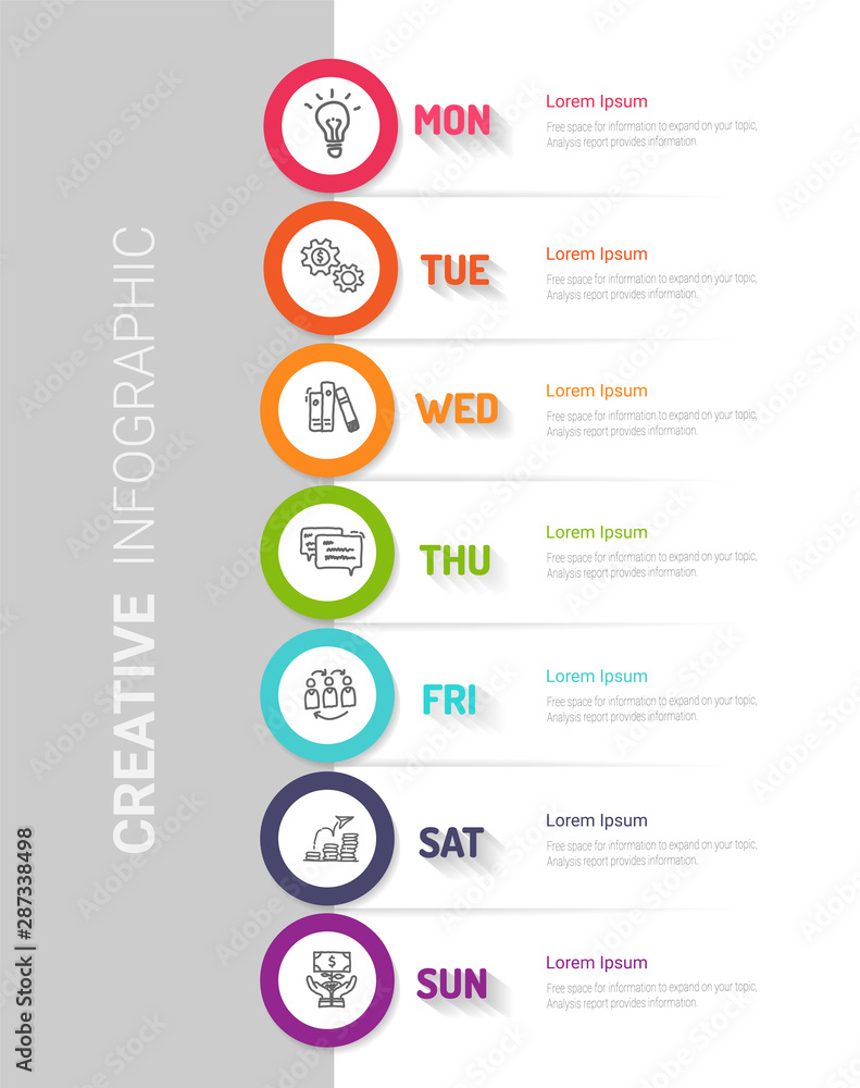 Fototapeta premium weekly planner, Timeline business for 7 day, Presentation business can be used for Business concept with 7 options, steps or processes. 