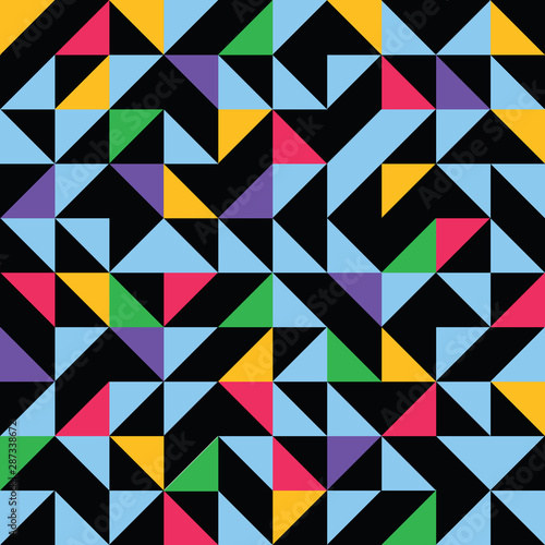 Multicolored geometric truchet pattern background with triangles