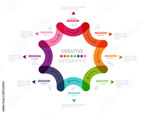 Template for cycle diagram, graph, presentation and round chart. Business concept with 8 equal options, parts, steps or processes. Startup layout for your project.