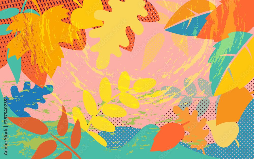 Obraz na plátně Bright abstract pattern with colorful autumn tree foliage