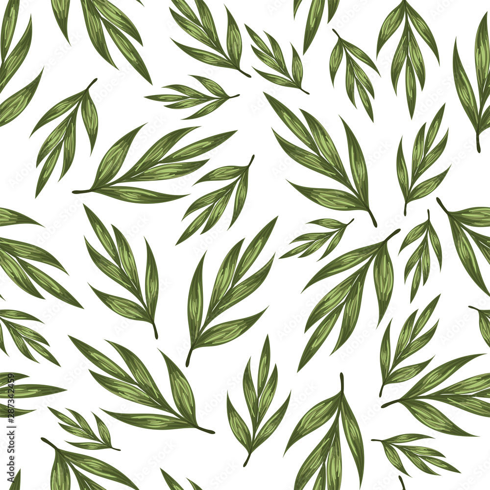 Beautiful vector pattern with green leaves Beautiful vector pattern with green leaves