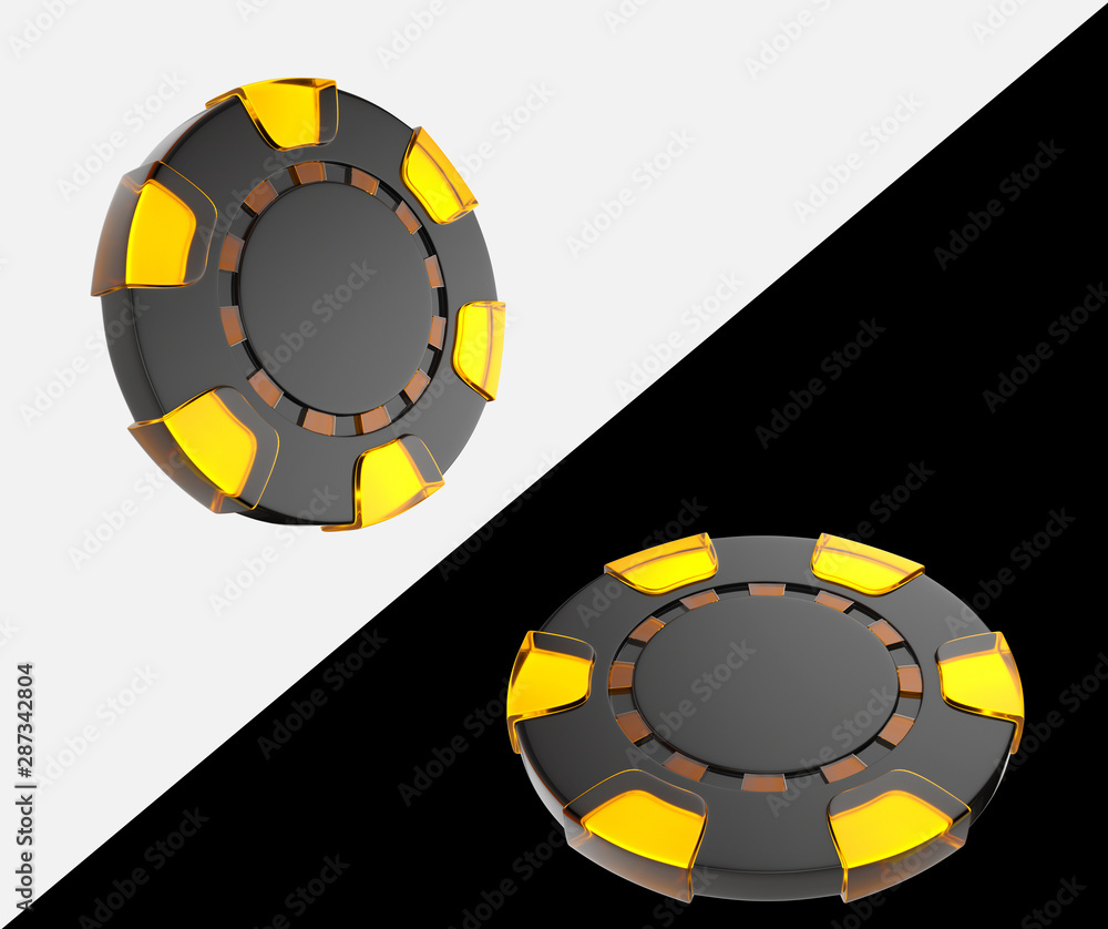 Black And Orange Modern Casino Chips Isolated On The Background - 3D Illustration Black And Orange Modern Casino Chips Isolated On The Background - 3D Illustration