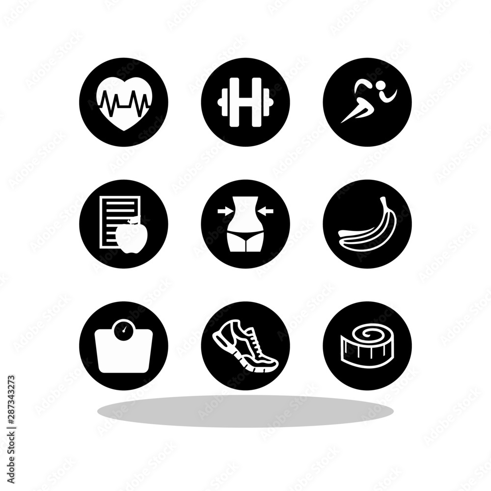 Fitness icon in trendy flat style. Fitness symbols for your web site design, logo, app, UI Vector EPS 10. - Vector Fitness icon in trendy flat style. Fitness symbols for your web site design, logo, app, UI Vector EPS 10. - Vector