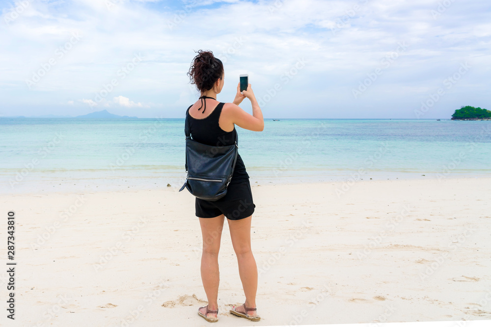 young cute hipster girl travelling at beautiful blue sky paradise tropical coast beach PP Island Krabi Phuket Thailand guiding idea for long weekend female relax rest woman women planning life young cute hipster girl travelling at beautiful blue sky paradise tropical coast beach PP Island Krabi Phuket Thailand guiding idea for long weekend female relax rest woman women planning life
